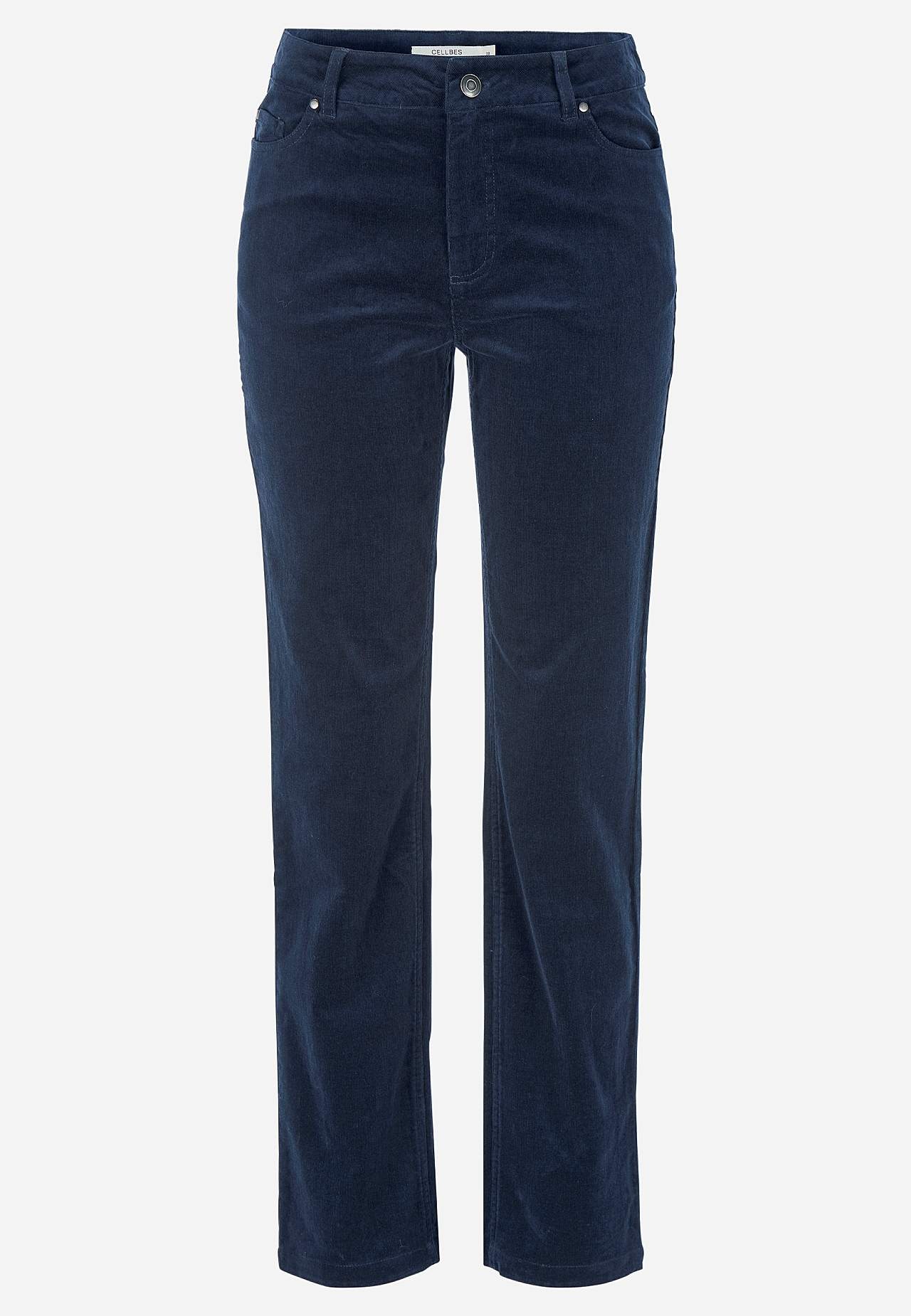 Elastiske fløjlsbukser med lige ben