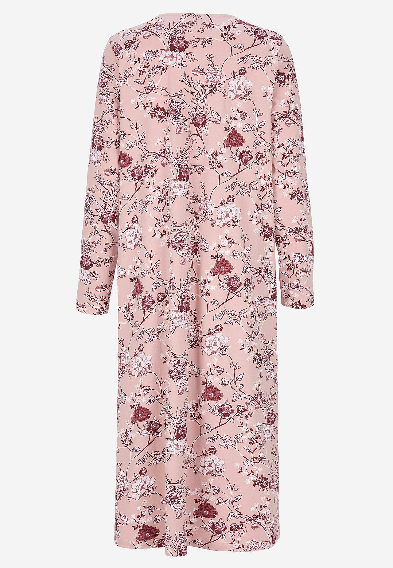 Blomstret natkjole med lange ærmer