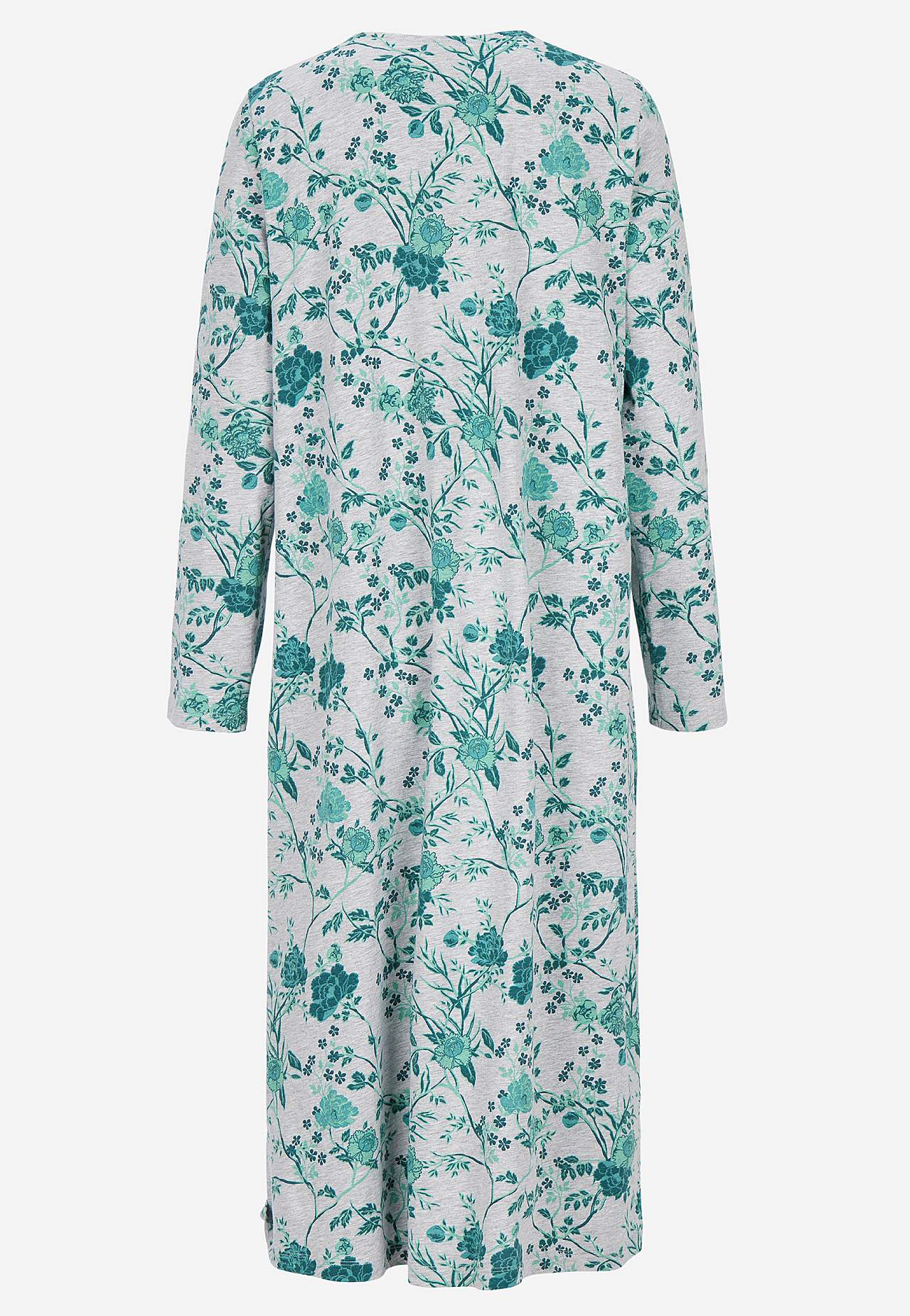 Blomstret natkjole med lange ærmer
