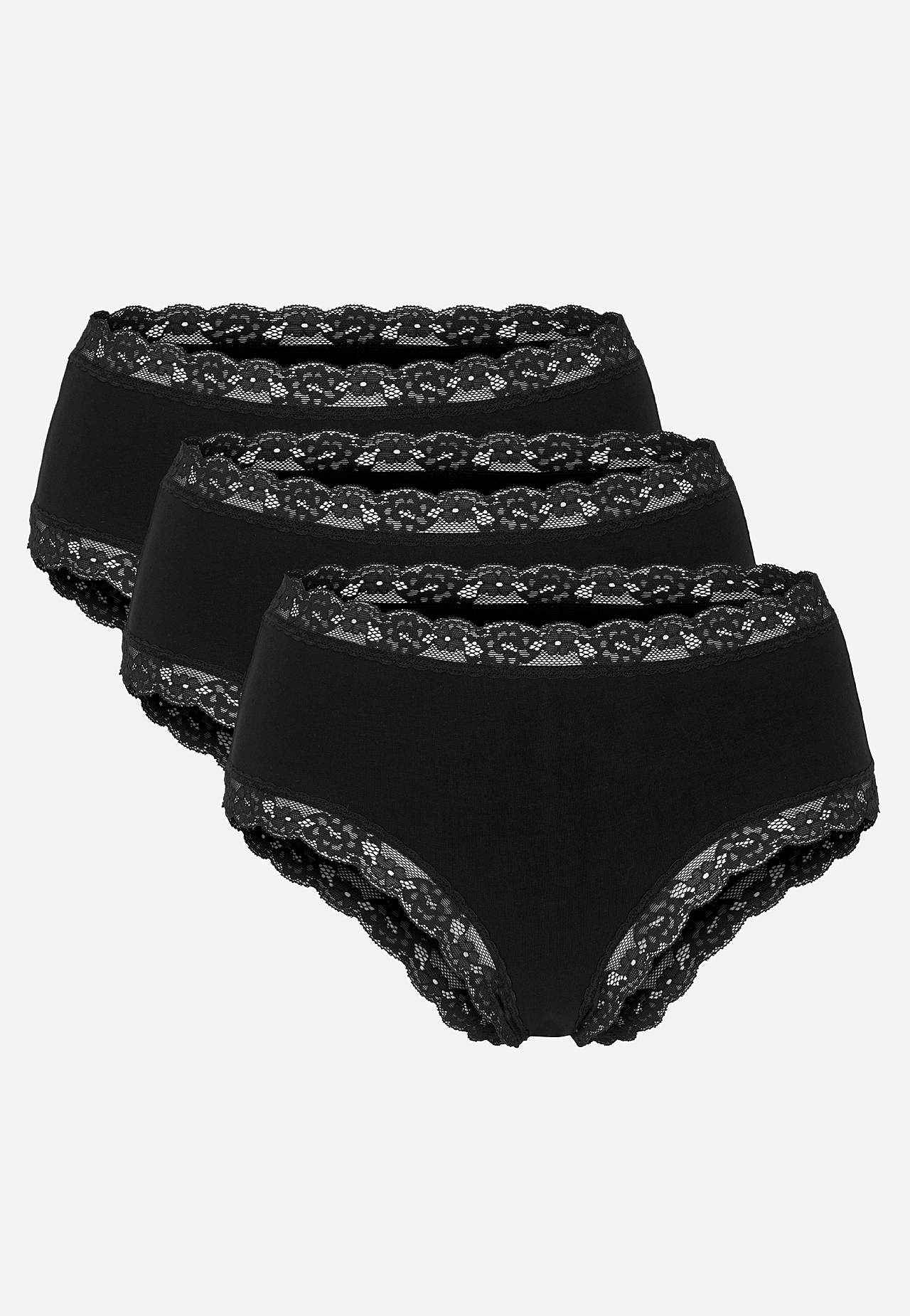Bomuldstrusse med blondekant 3-pak 3-pack