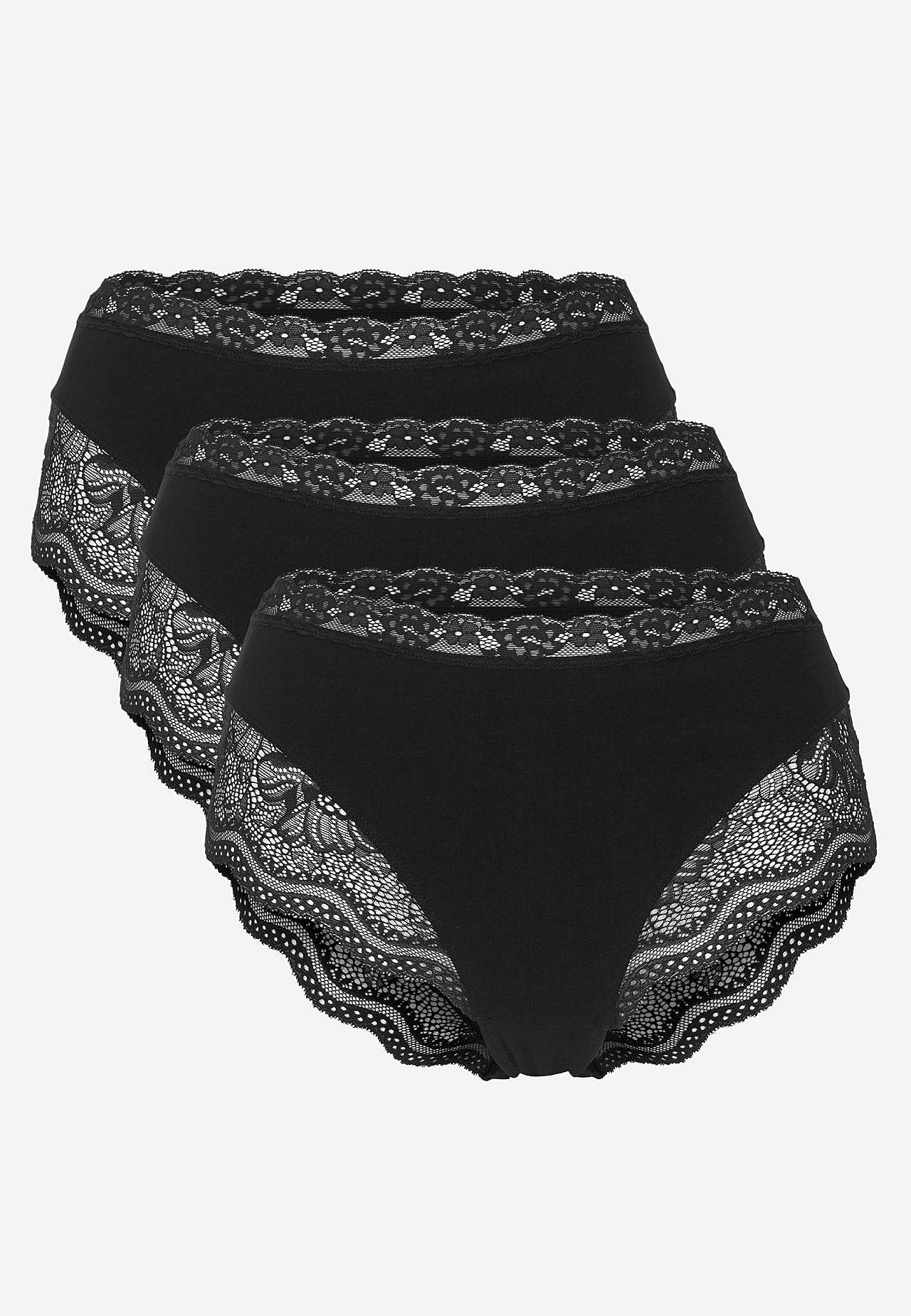Trusse i bomuld med blondekant 3-pack