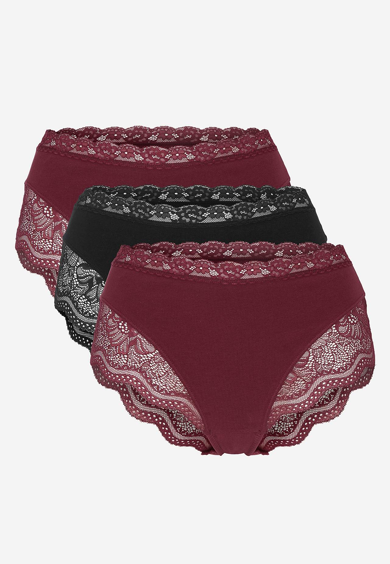 Trusse i bomuld med blondekant 3-pack