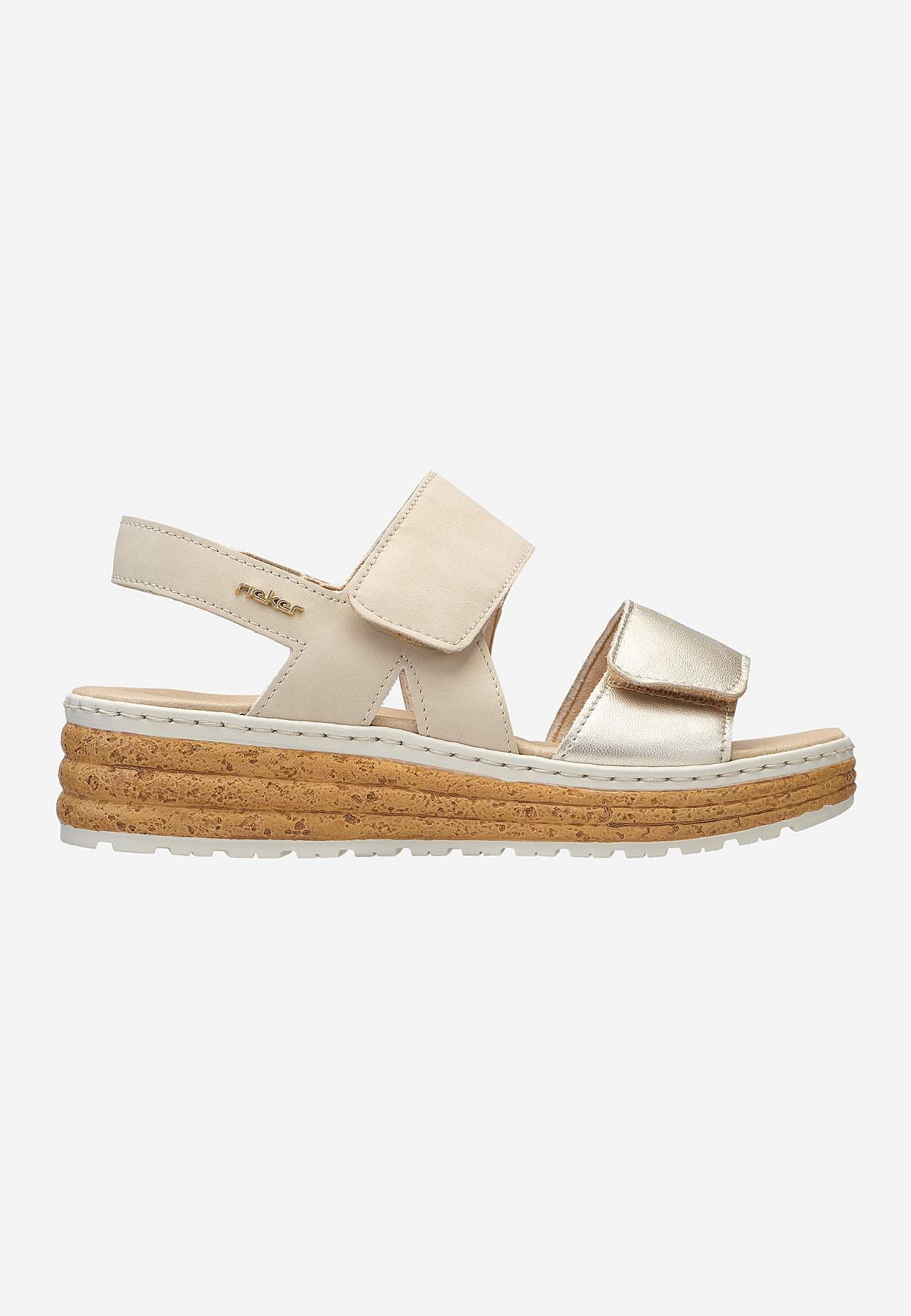 Lædersandal med wedgehæl