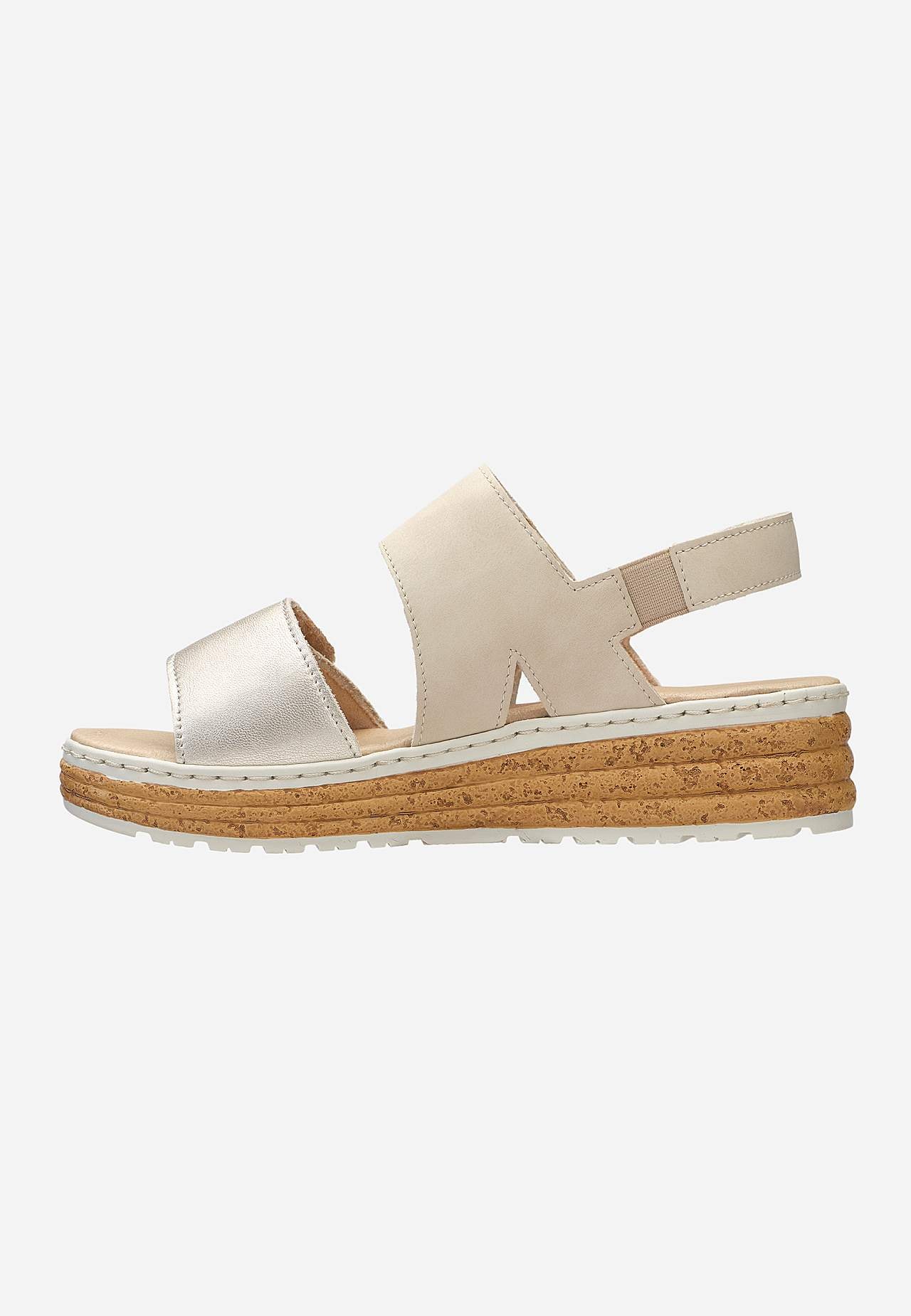 Lædersandal med wedgehæl