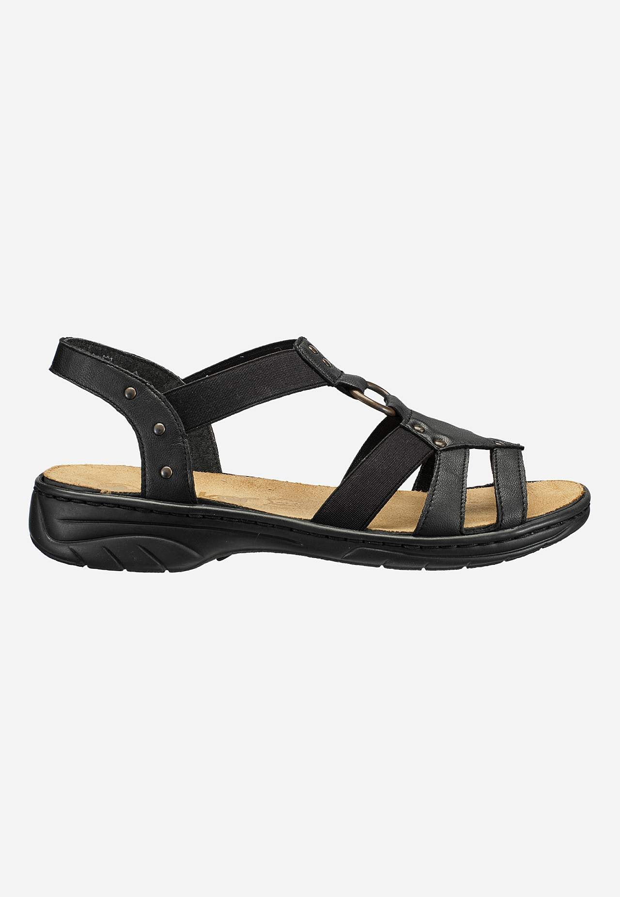 Lædersandal med elastikremme