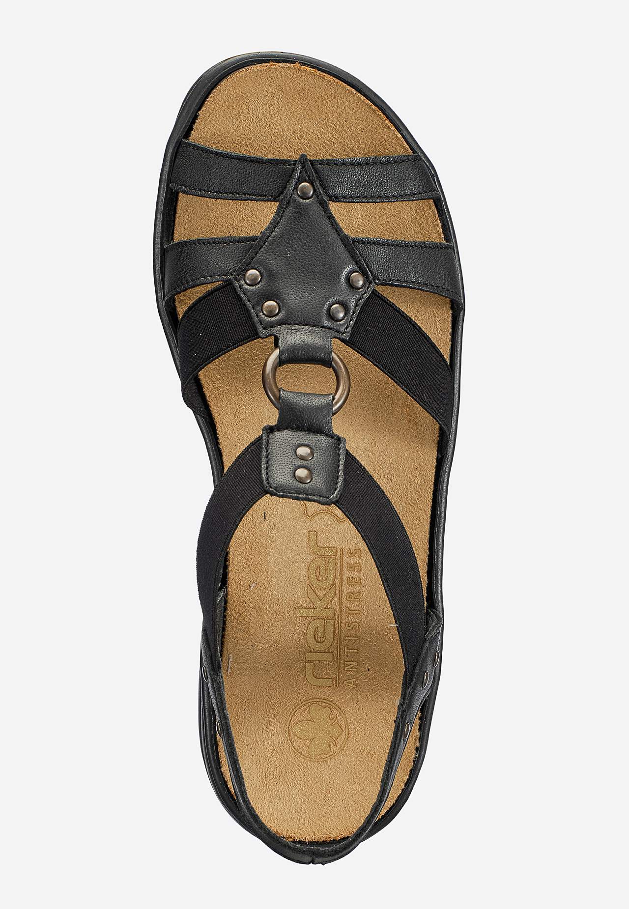 Lædersandal med elastikremme