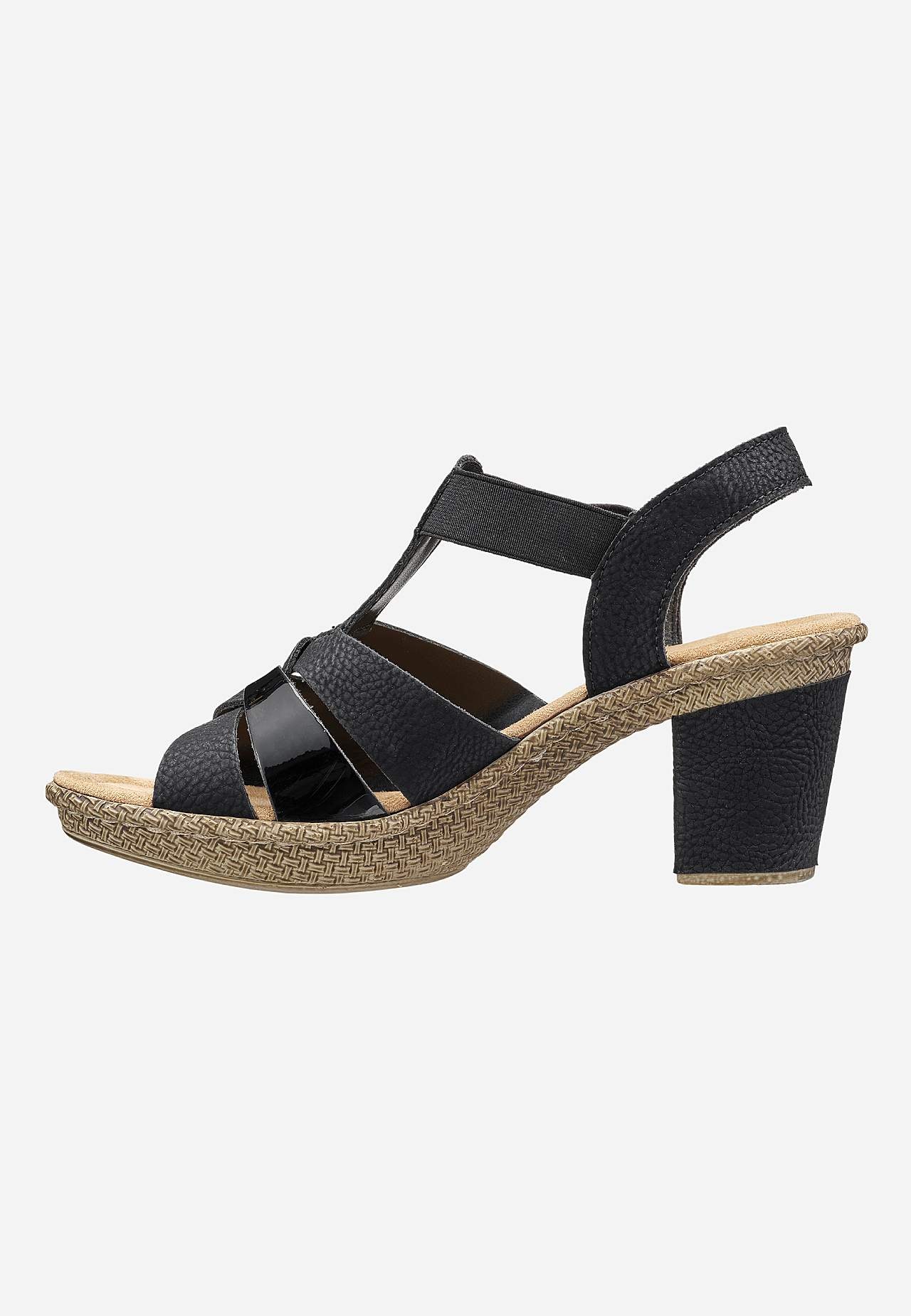 Sandal med hæl med dekorative remme