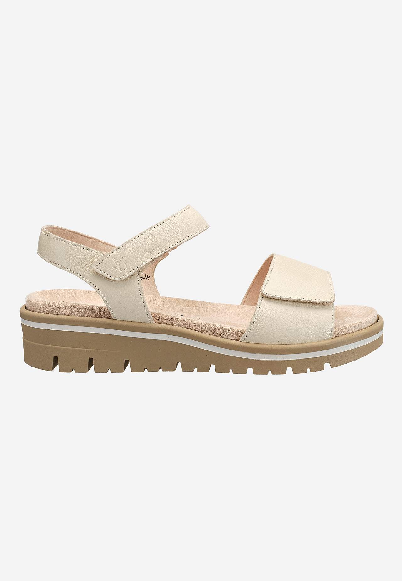 Lædersandal med velcrolukning