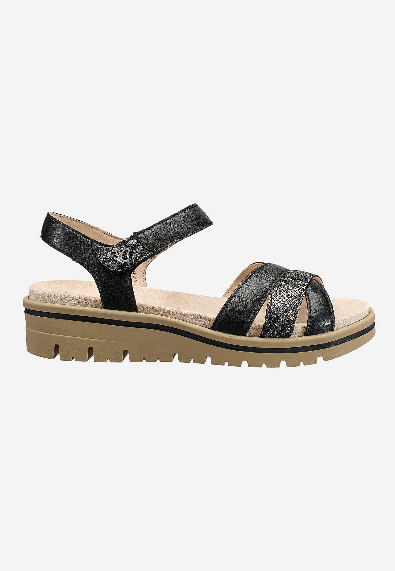 Lædersandal med velcrolukning