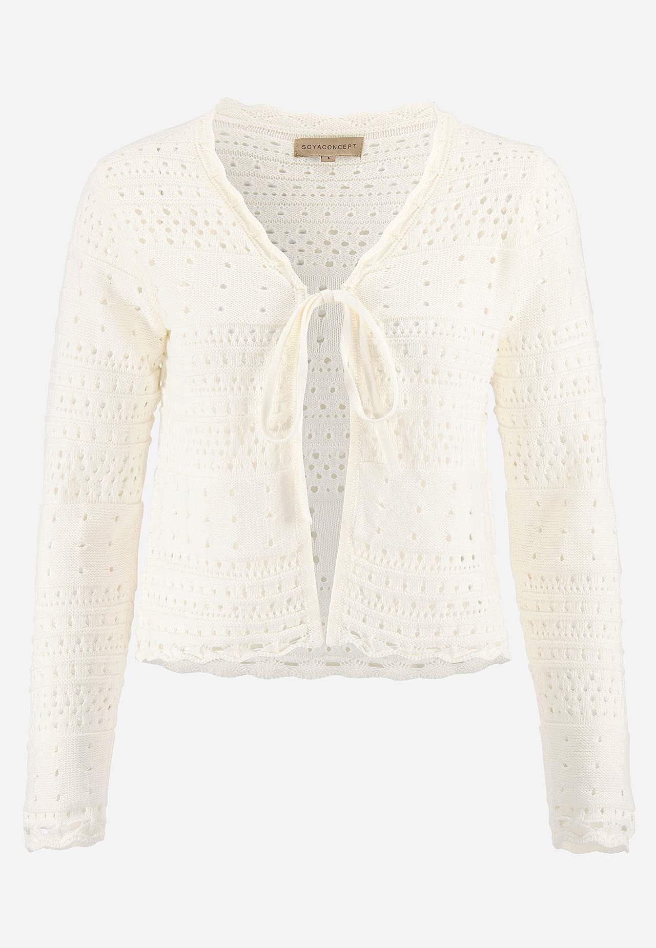 Fintstrikket cardigan med hulmønster