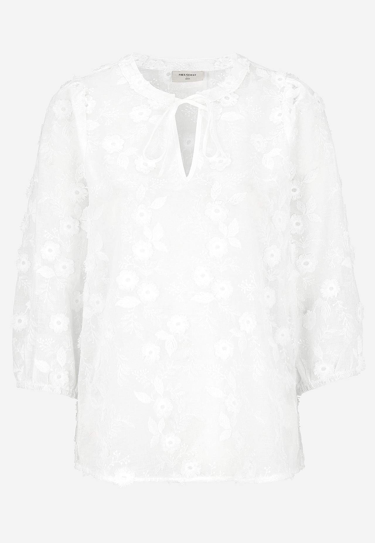 Vævet bluse med broderi