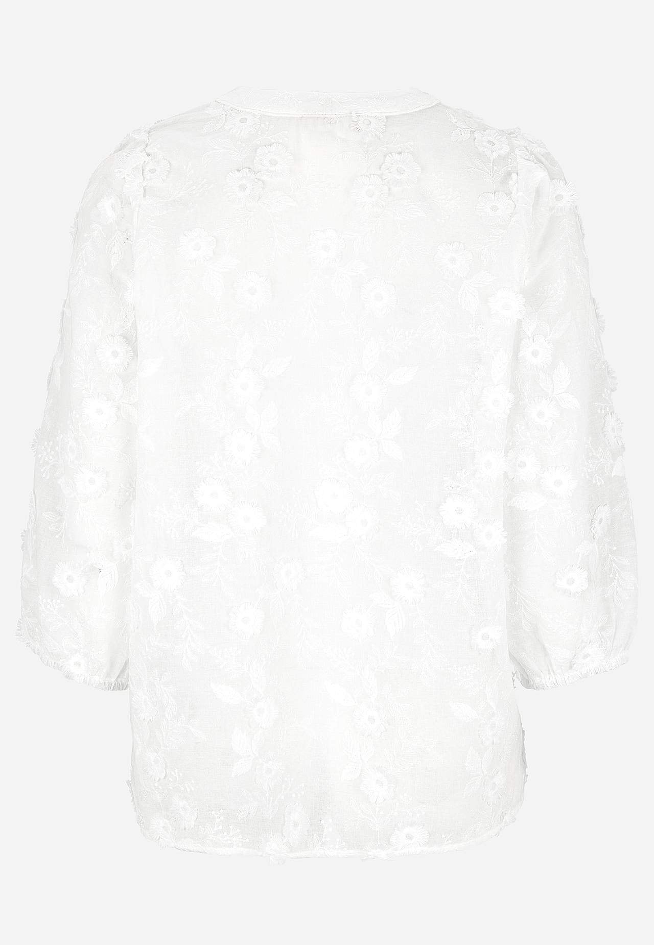 Vævet bluse med broderi