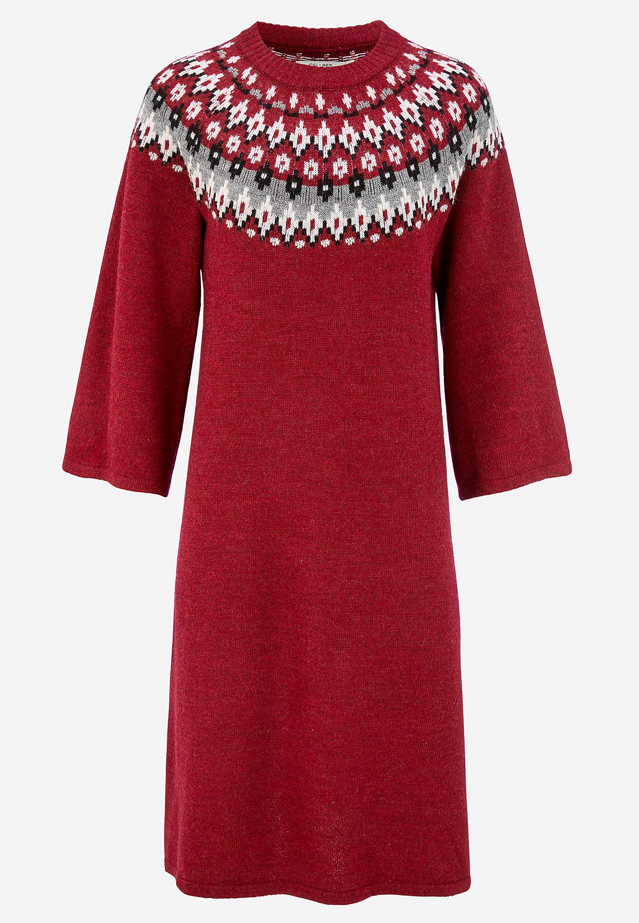 Strikket, jacquardmønstret kjole