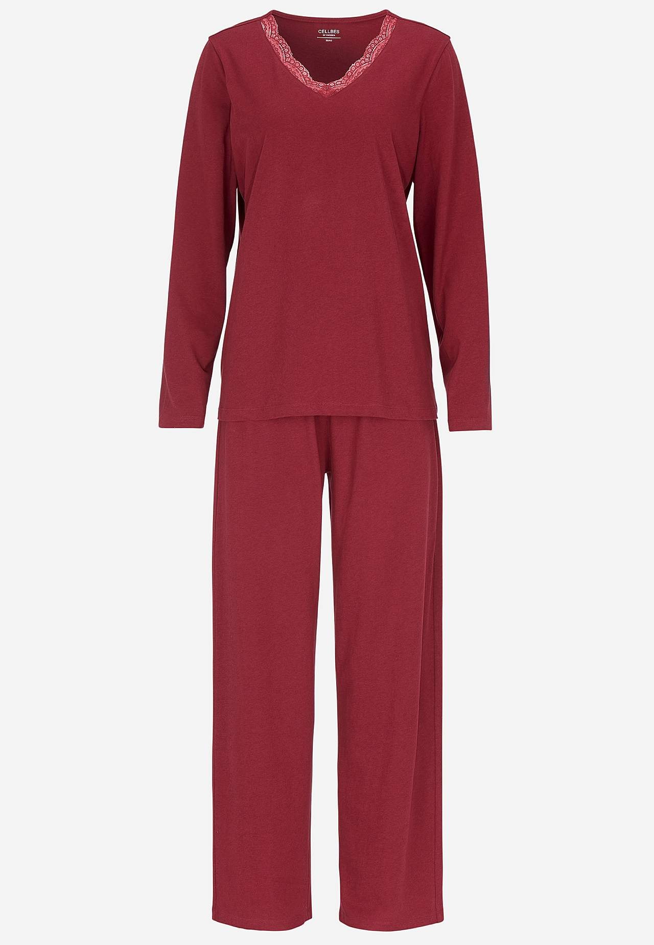 To-delt pyjamas med blondekant