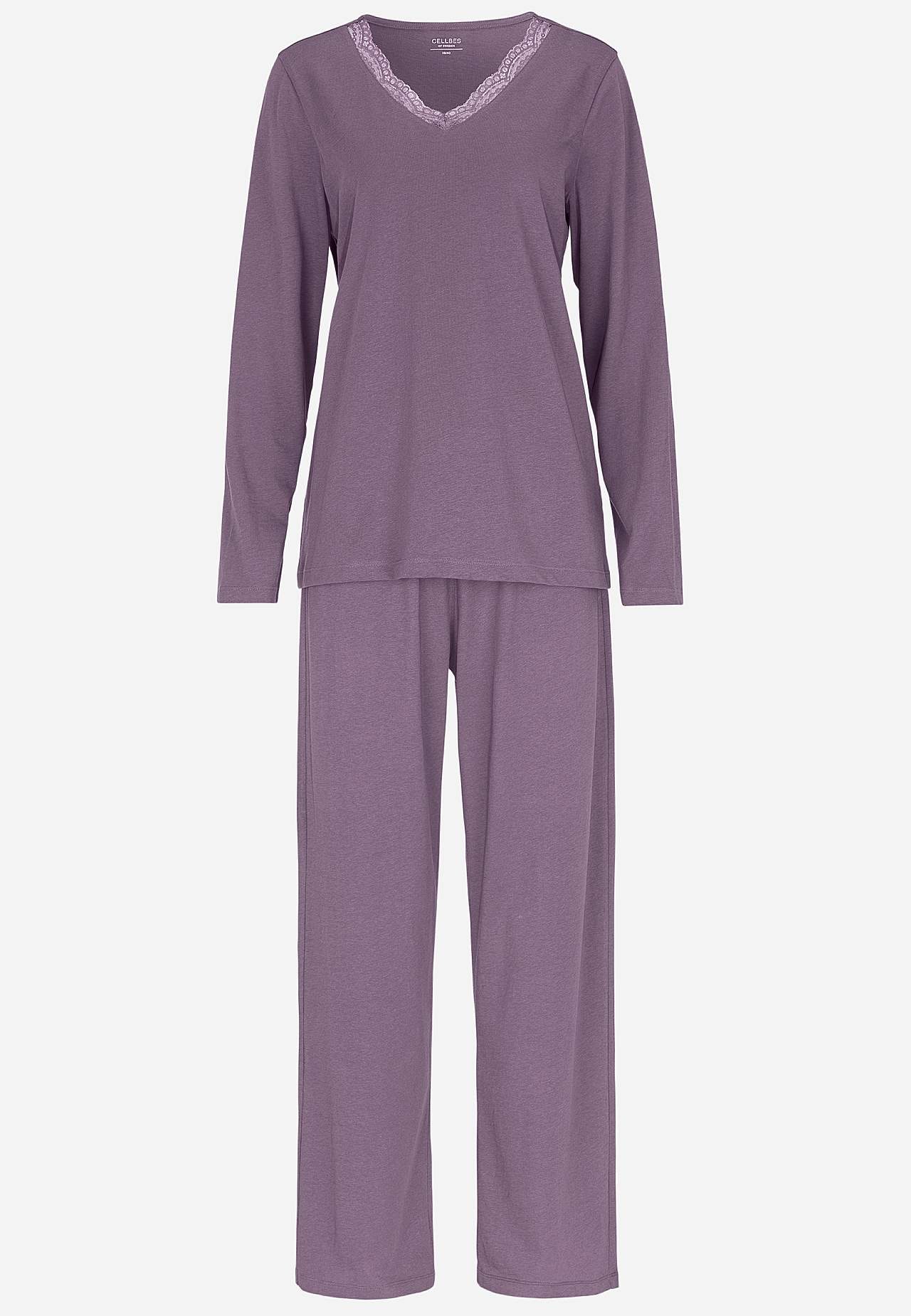 To-delt pyjamas med blondekant