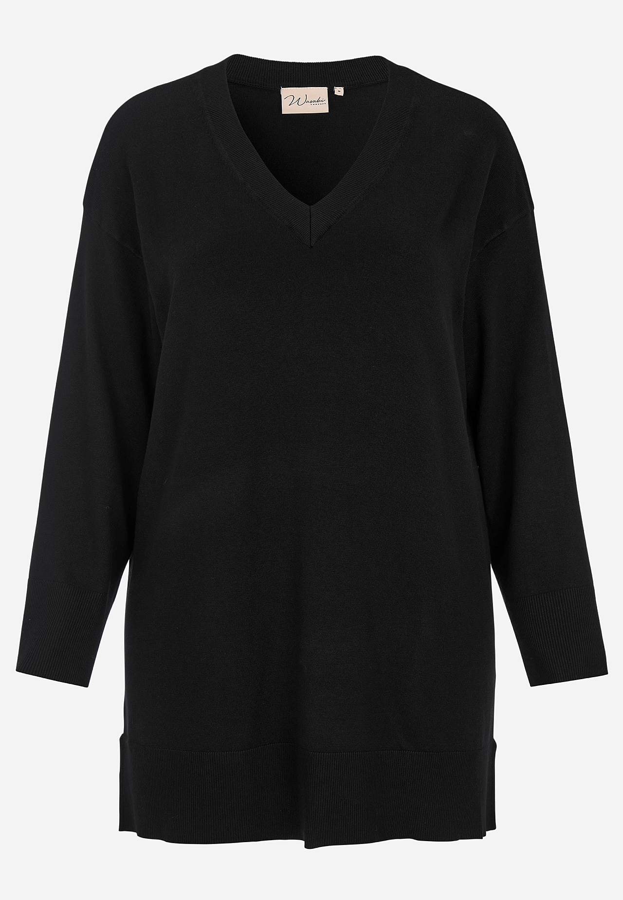 Fintstrikket trøje med v-hals