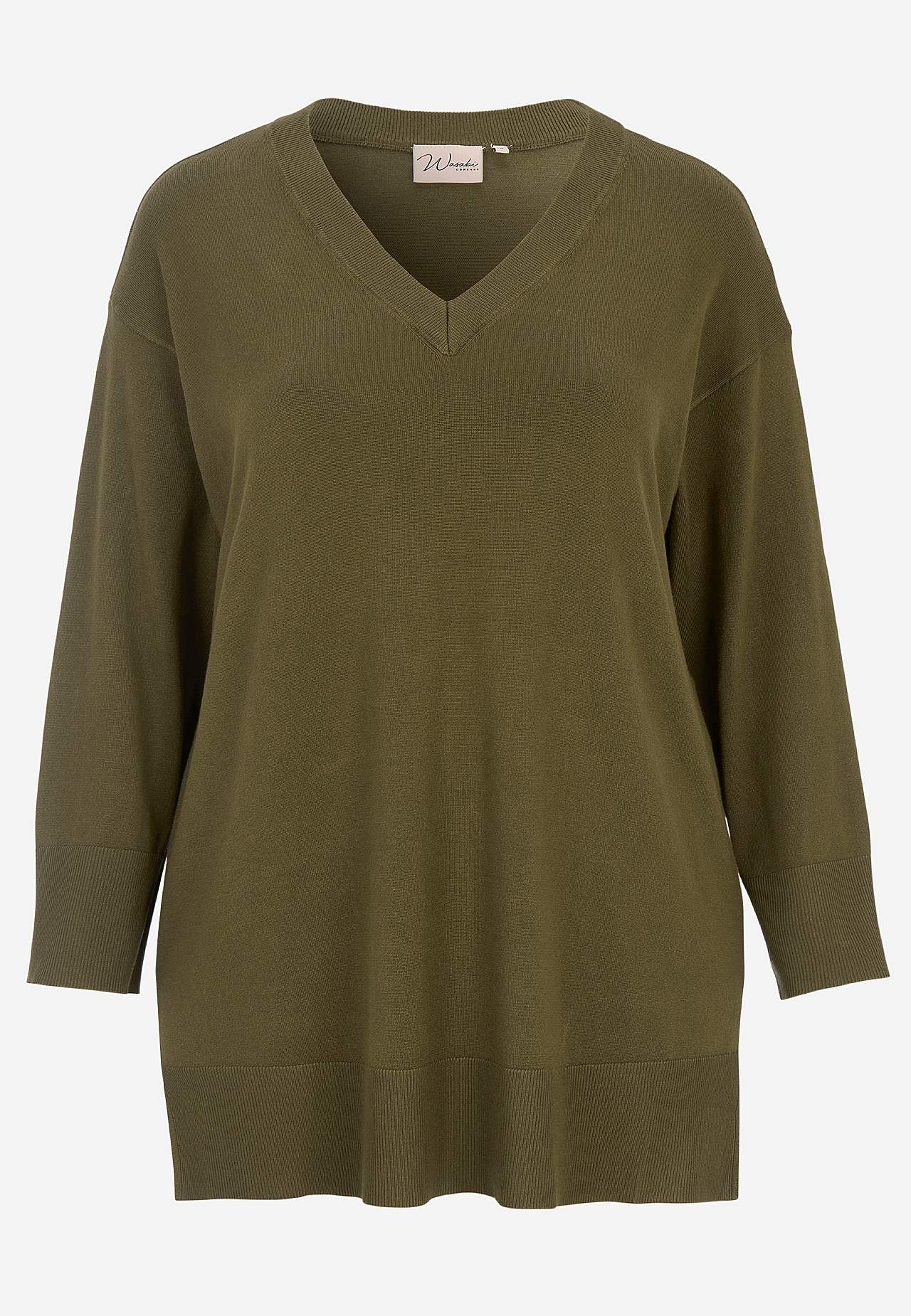 Fintstrikket trøje med v-hals