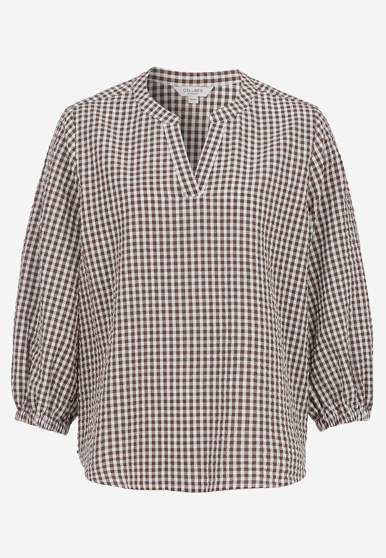 Småternet bluse i seersucker