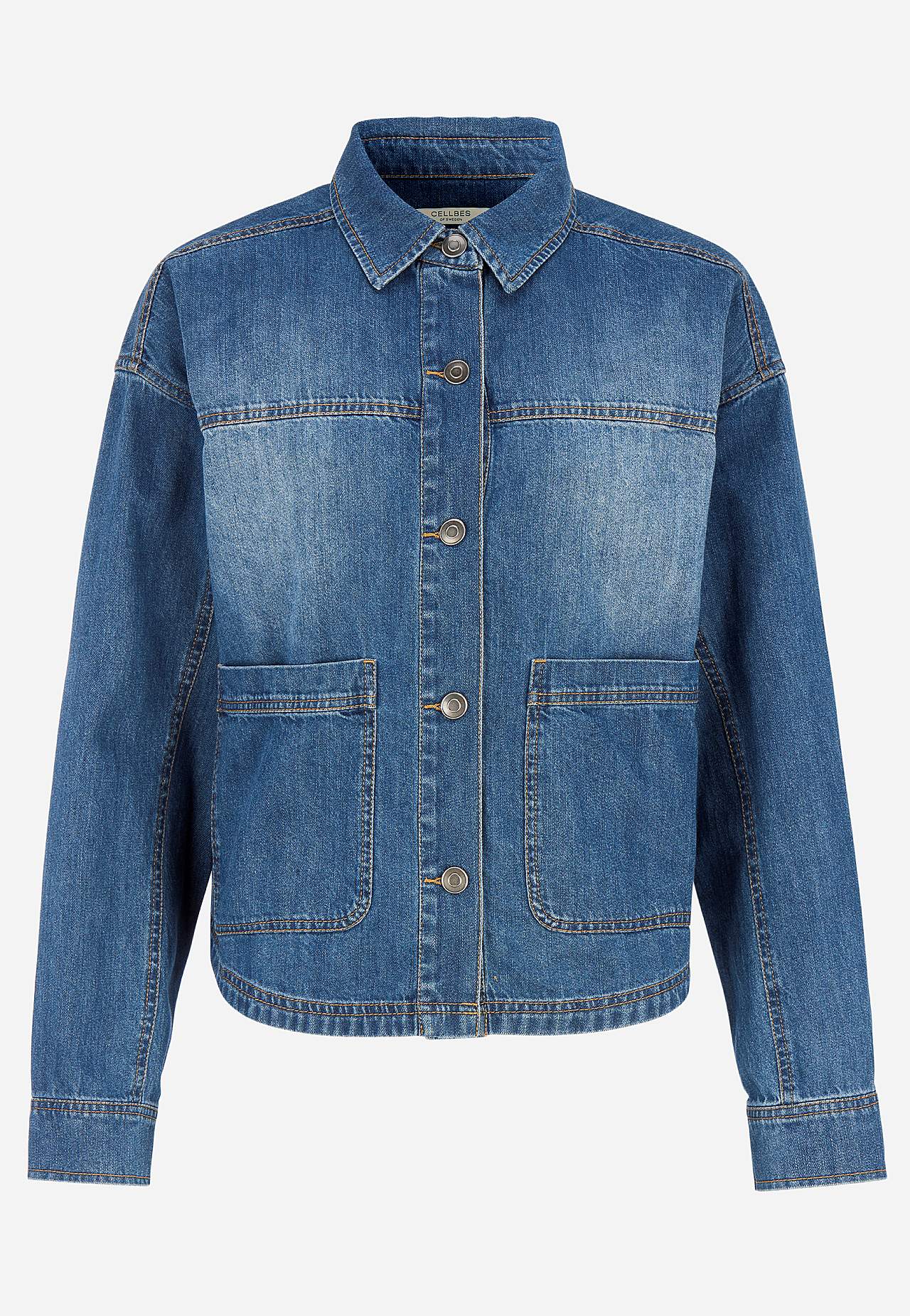 Jeansjakke med store forlommer