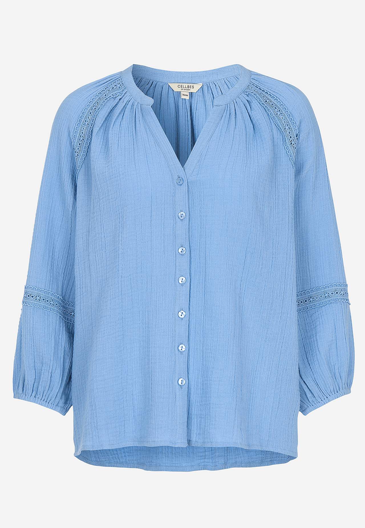 Bluse i rynket bomuld