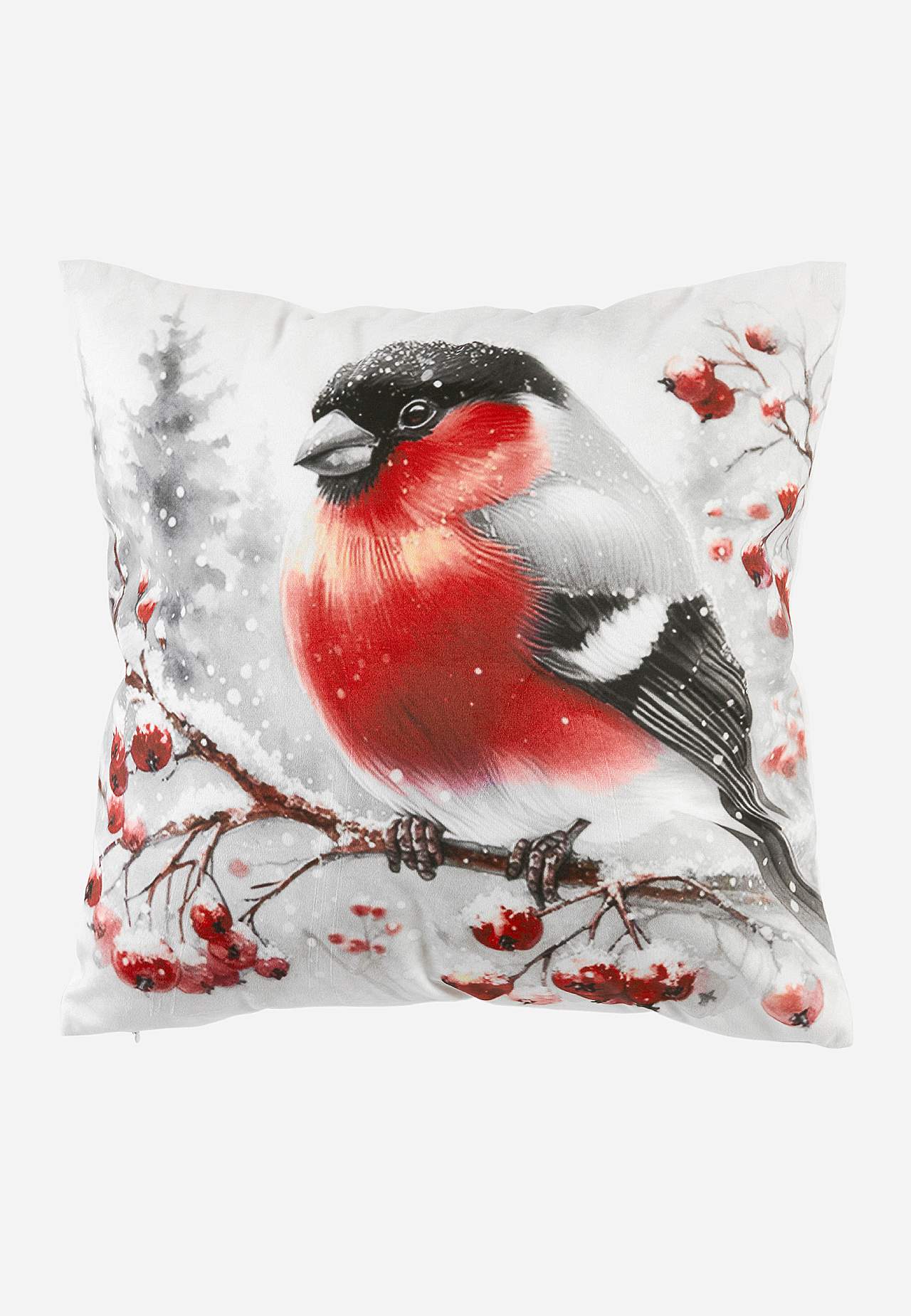 Fløjlspudebetræk med dompap