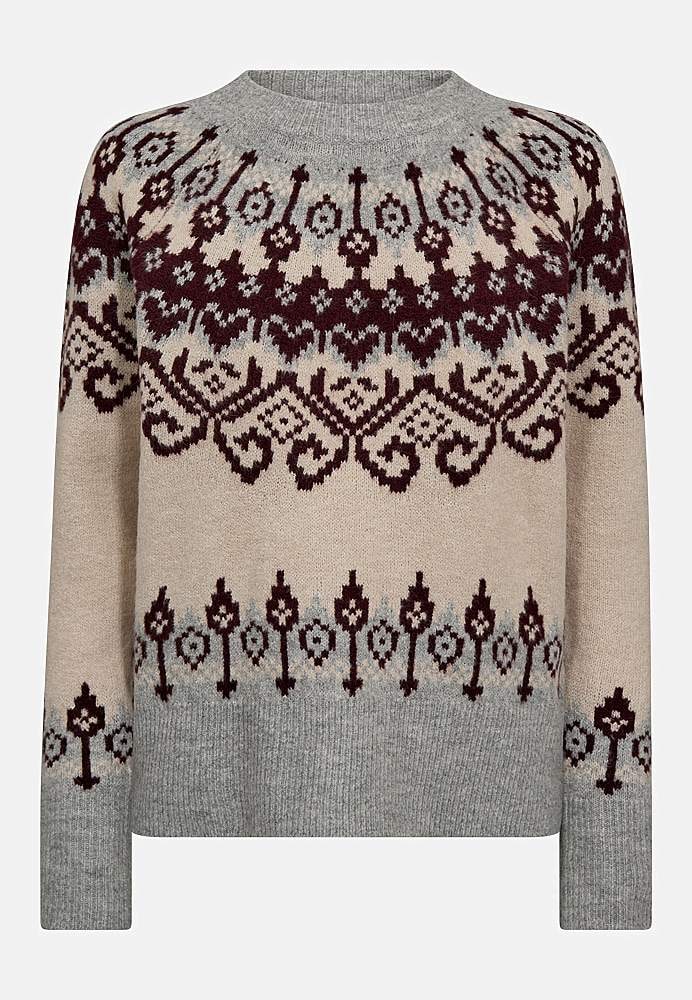 Strikket trøje med jacquardmønster
