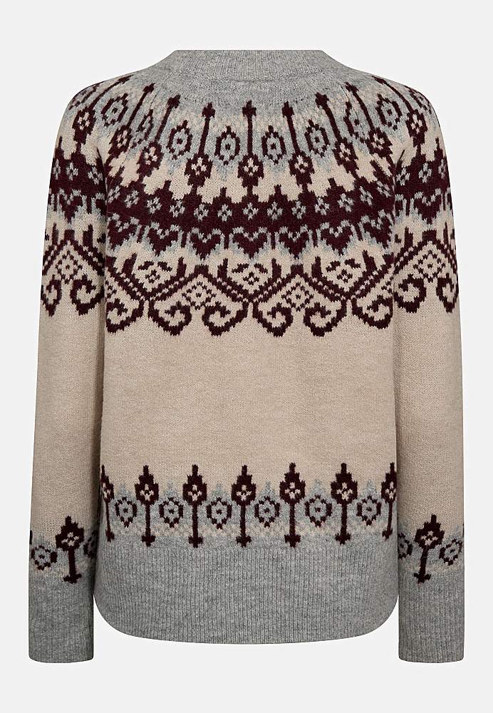 Strikket trøje med jacquardmønster