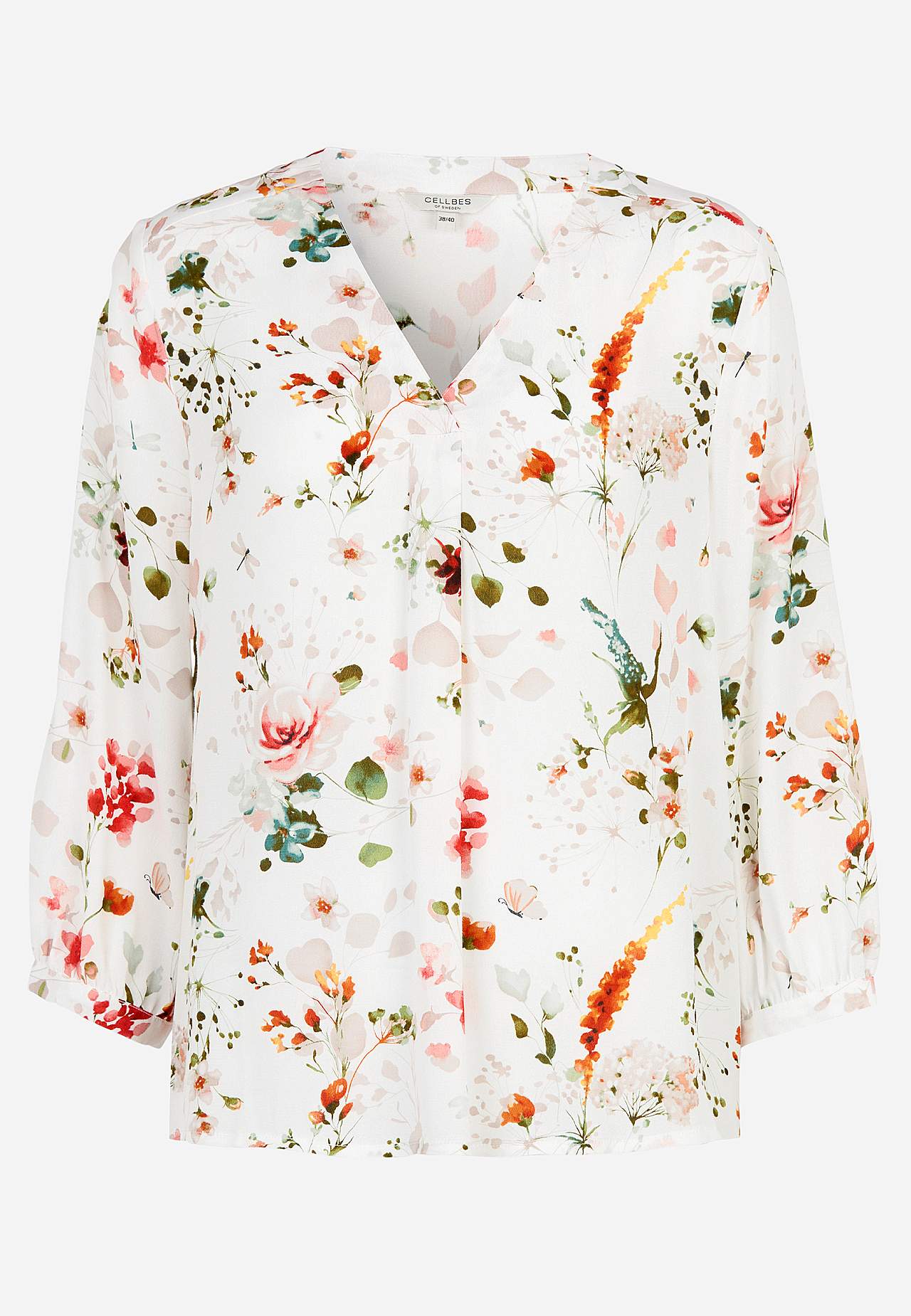Vævet bluse med et blomstermønster