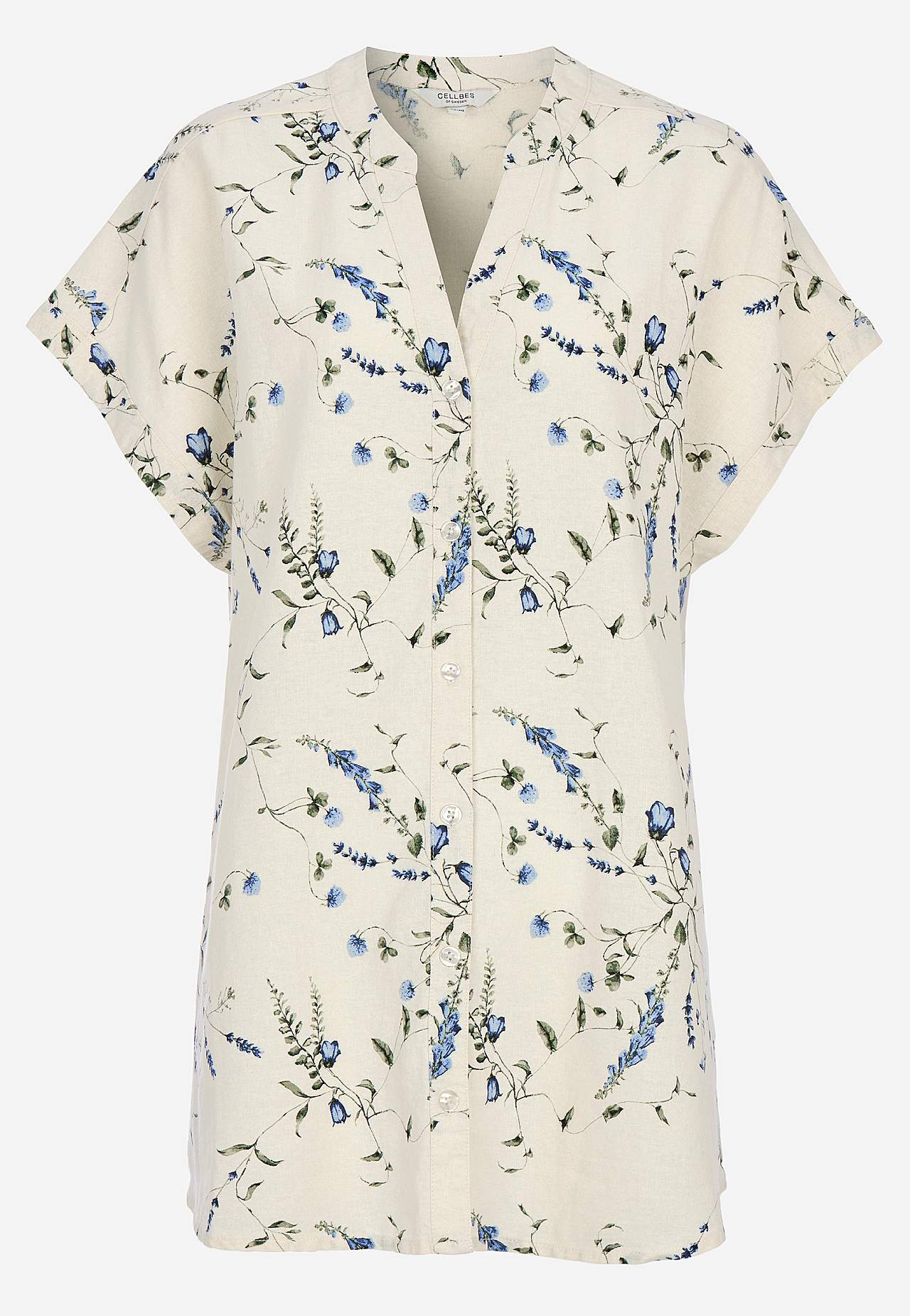 Blomstret hørtunika med knapper