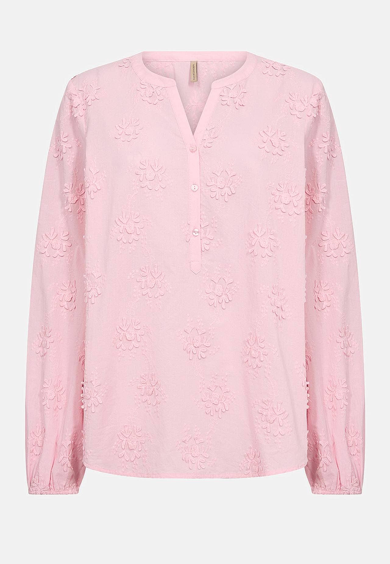 Bomuldsbluse med blomsterapplikationer