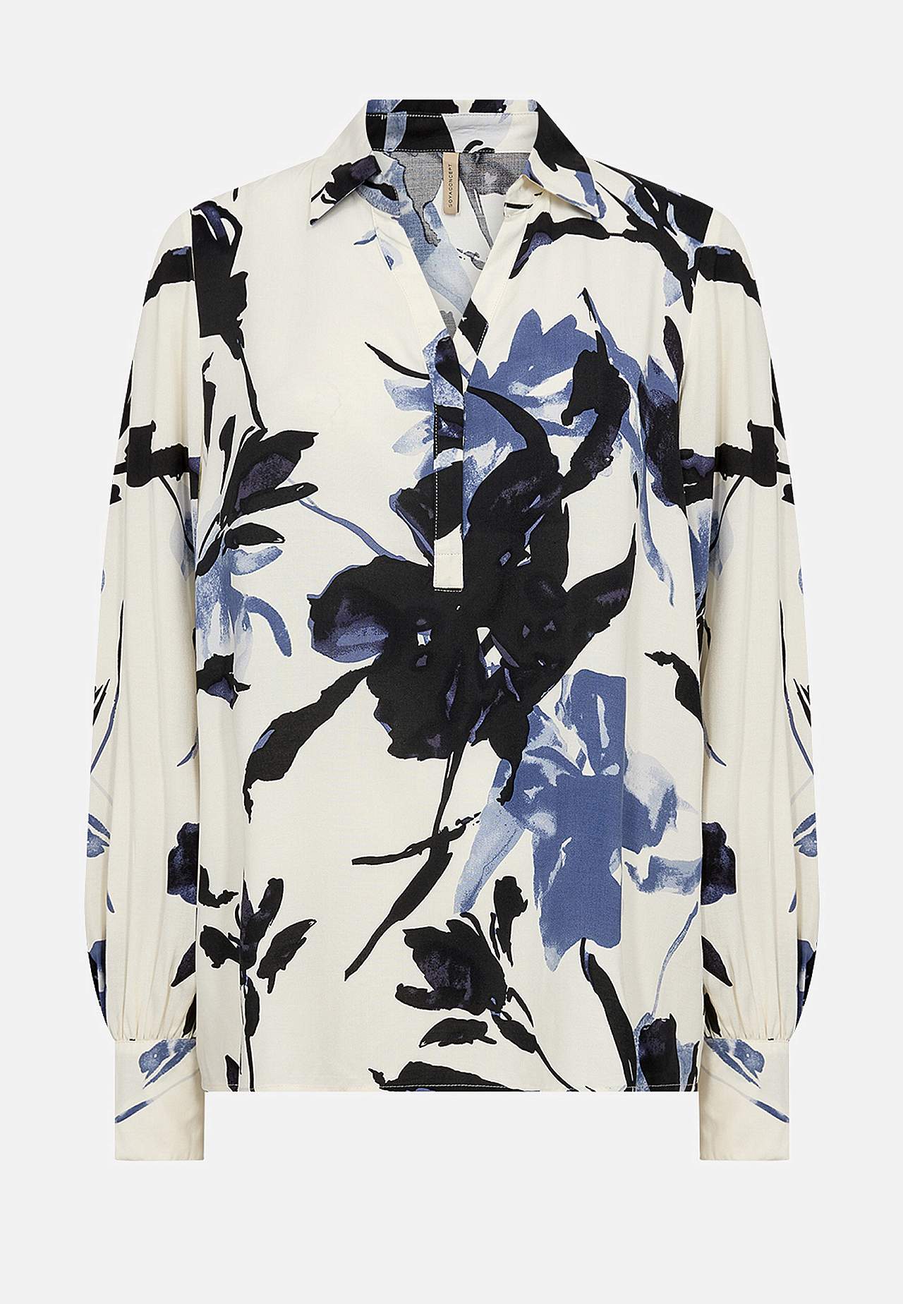 Vævet bluse med printet blomstermønster