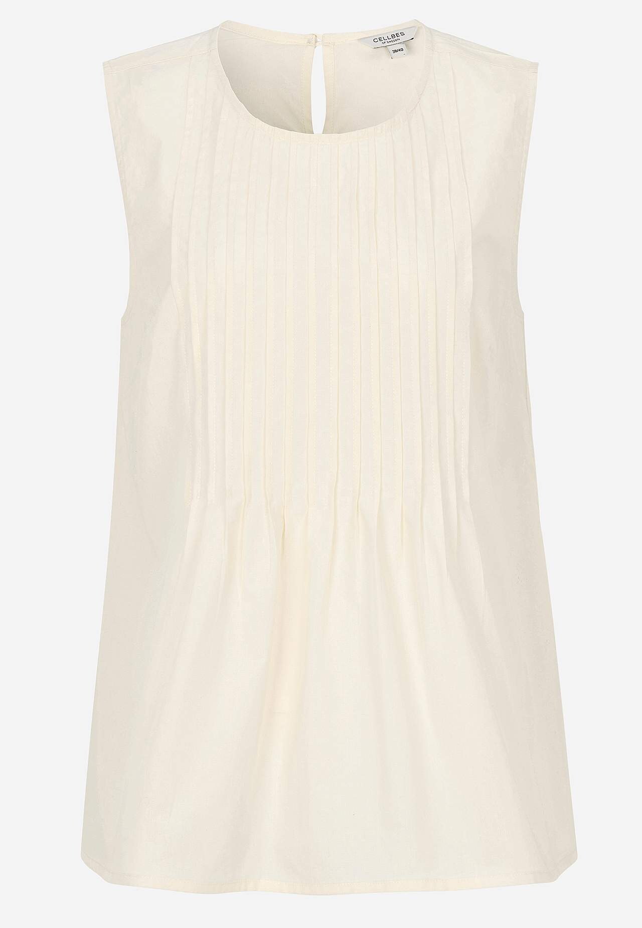 Ærmeløs bluse i bomuldspoplin