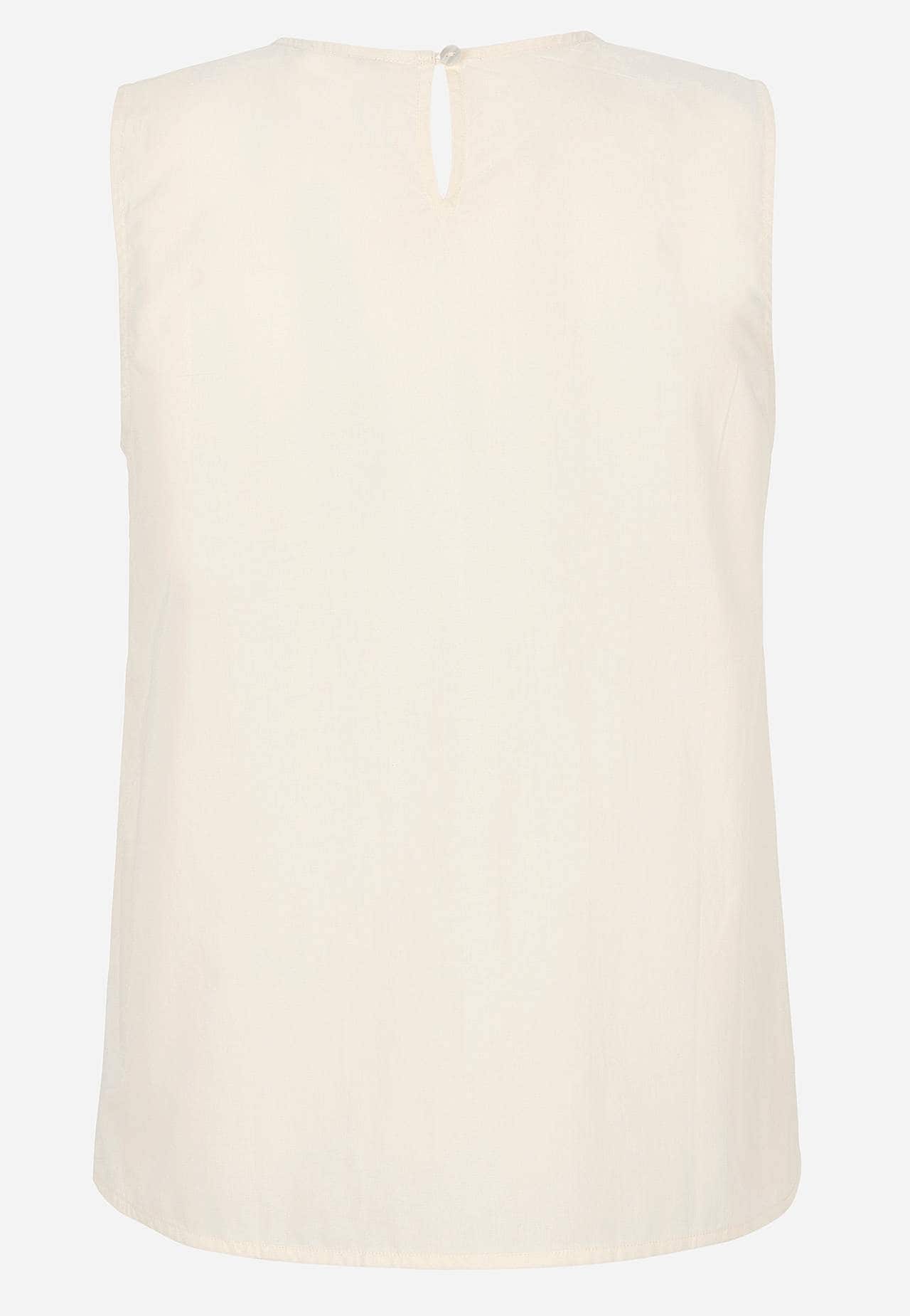 Ærmeløs bluse i bomuldspoplin