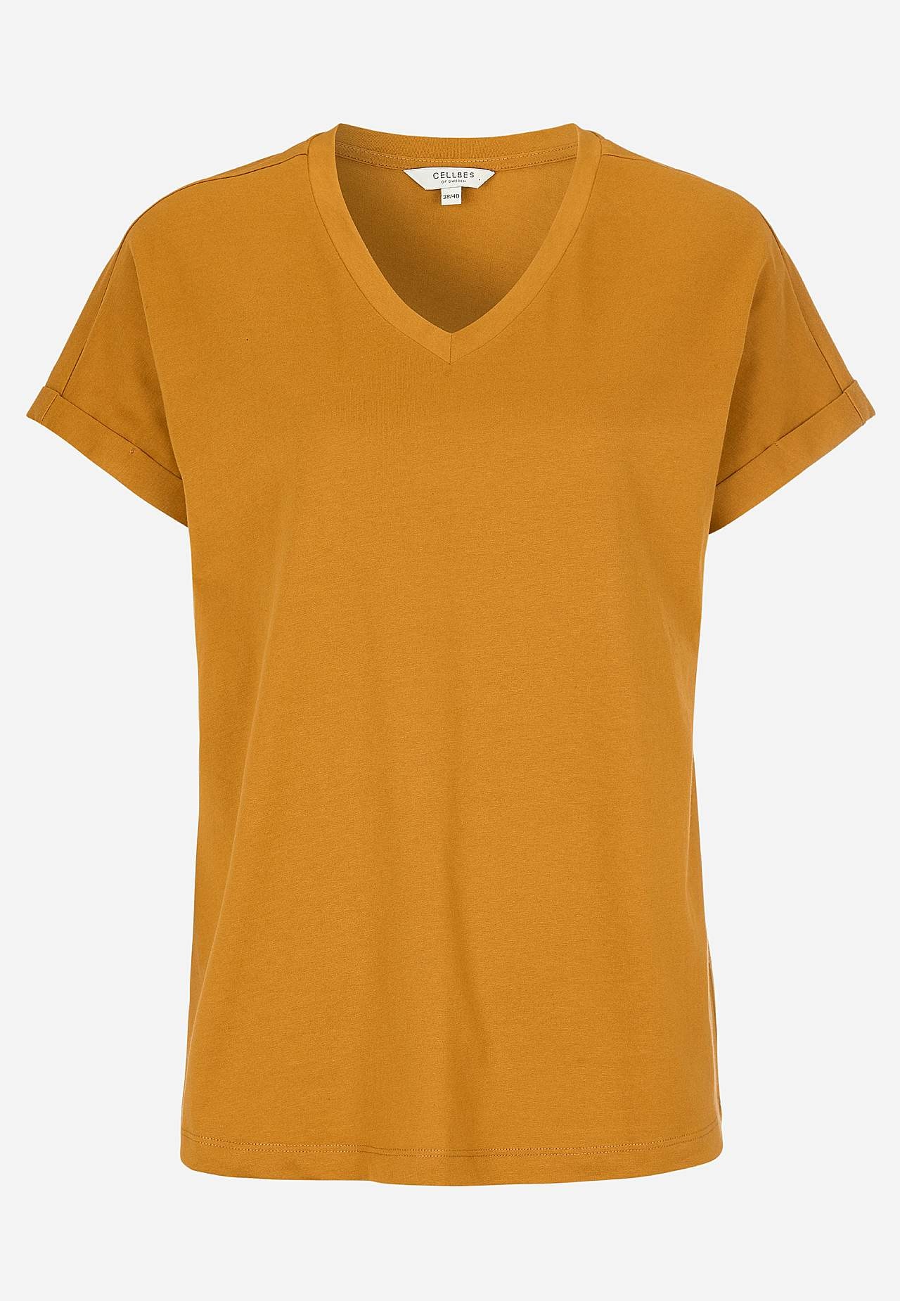 Jerseytop med korte, foldede ærmer