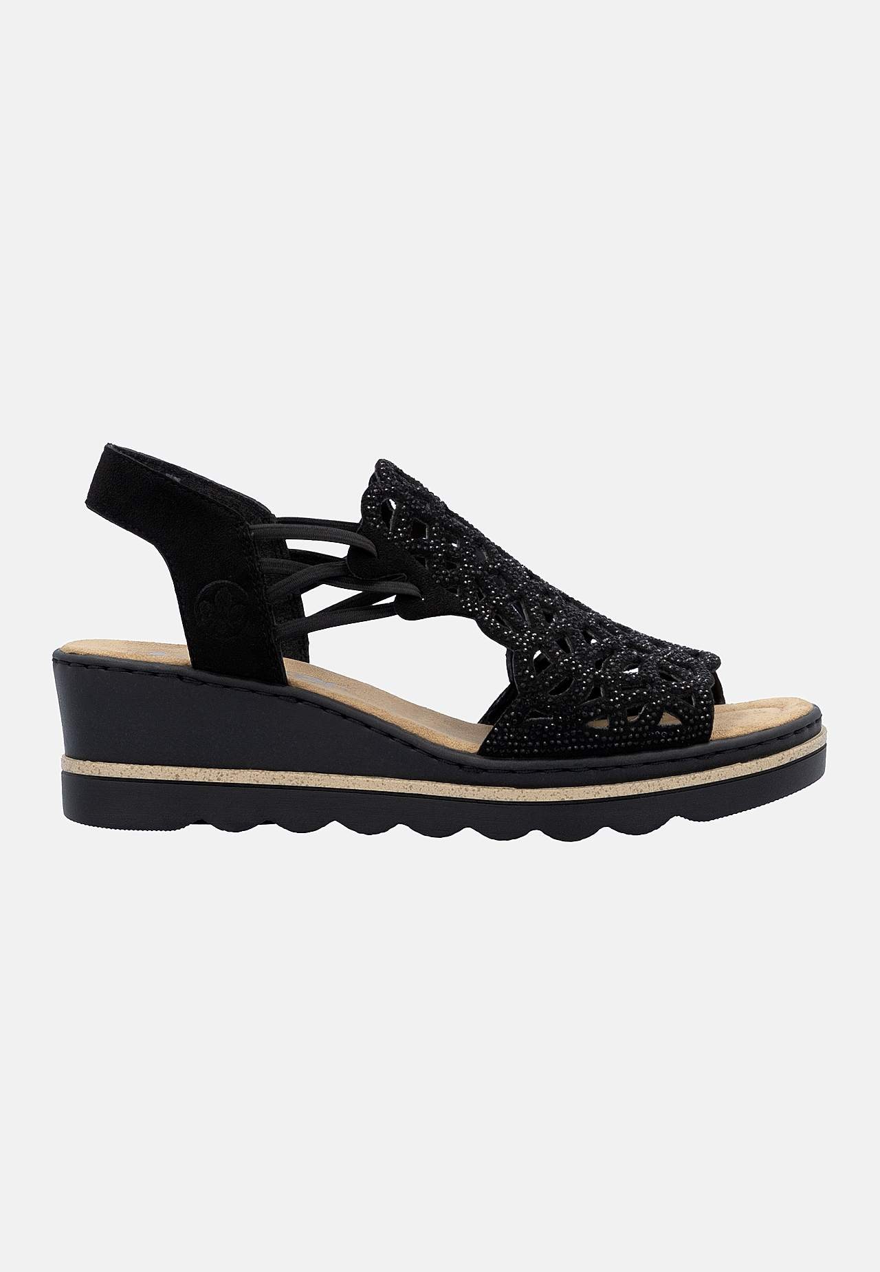 Sandal med hæl med rhinsten