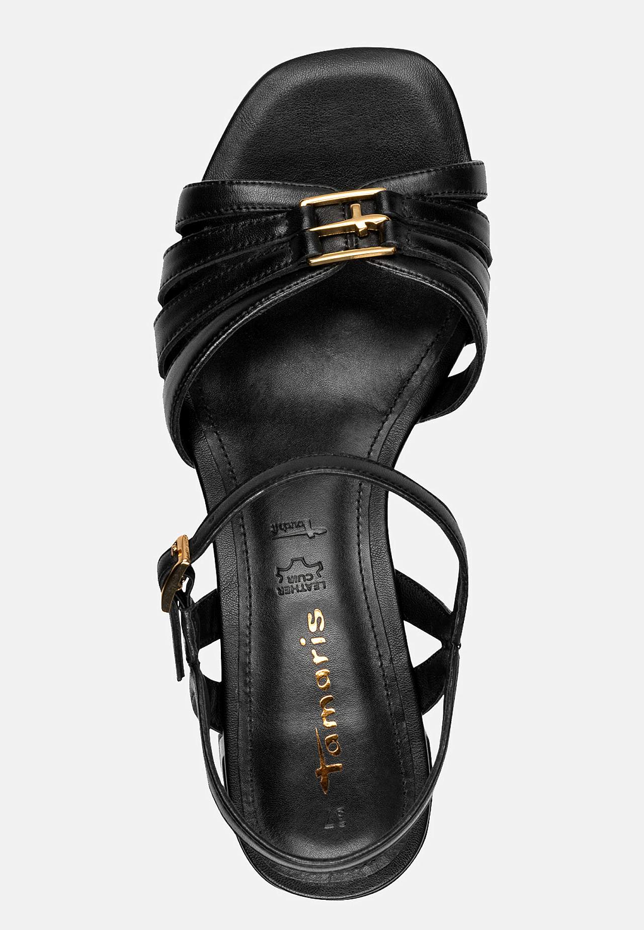 Lædersandalet med metaldetaljer