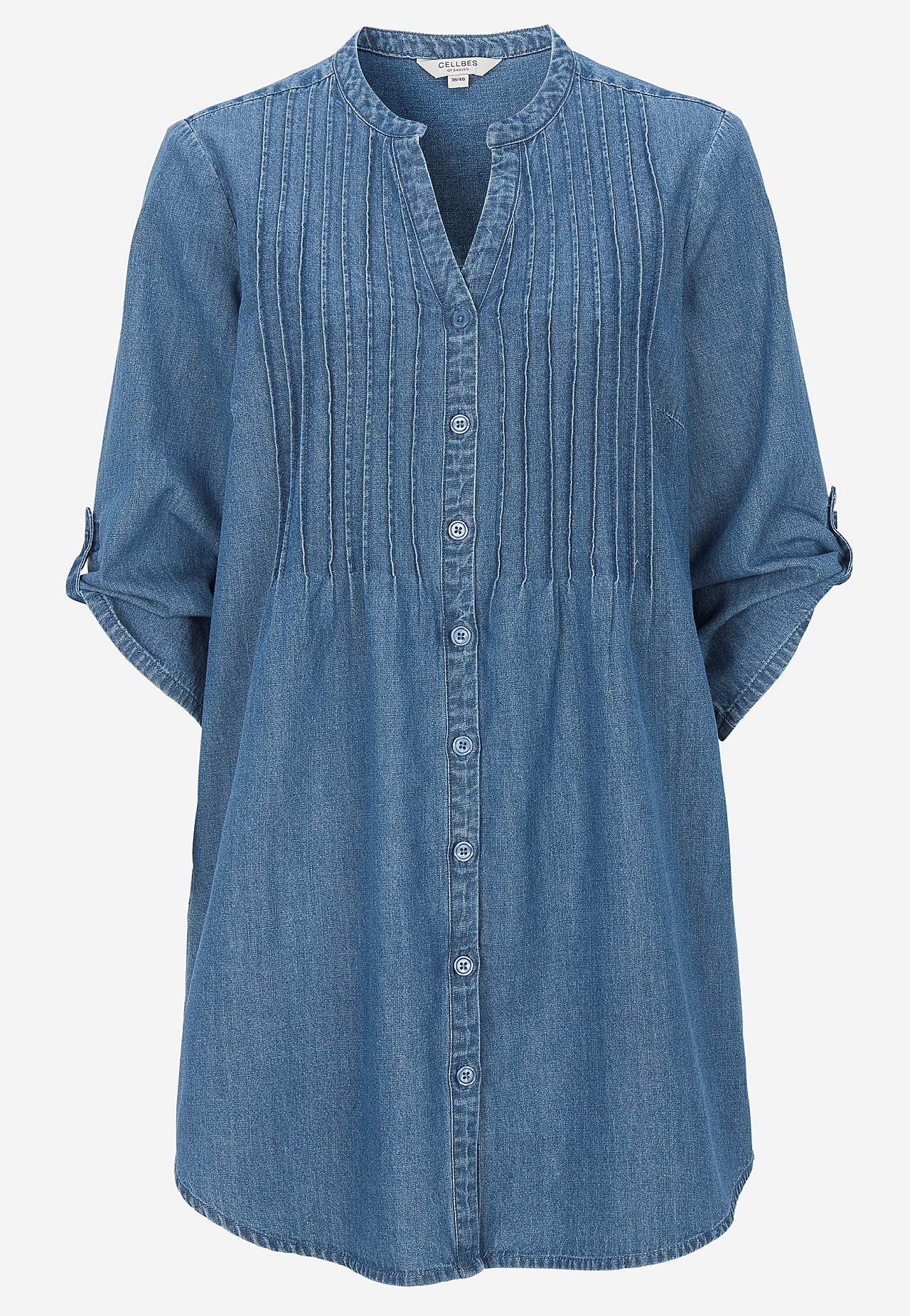 Luftig tunika i let denim med lommer