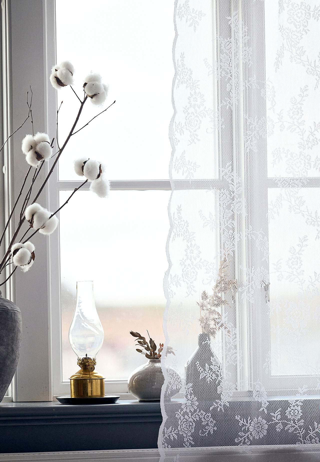 Mønstret blondegardin Rosalyn 2-pack